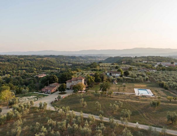 Veduta Aerea Podere Giusti, Agriturismo in Toscana